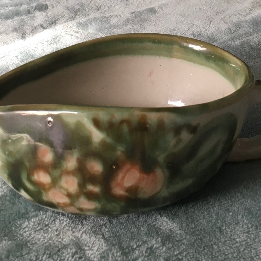 Hand painted harvest gravy boat, John B. Taylor, Louisville stoneware